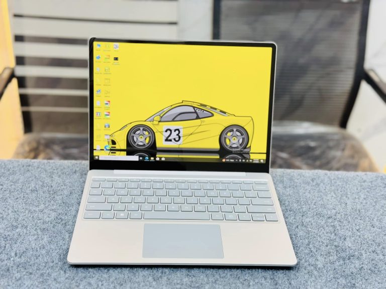 Microsoft Surface Laptop Go with Intel Core i5 10th Gen processor, 16GB RAM, 256GB SSD, and 12.4-inch multi-touch display, designed for compact performance and portability