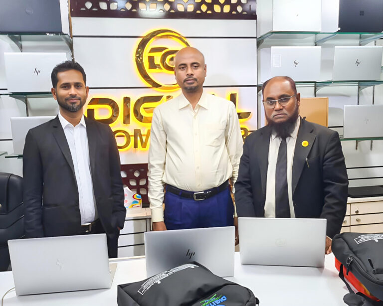 Happy customer with a laptop from Digital Computer Shop